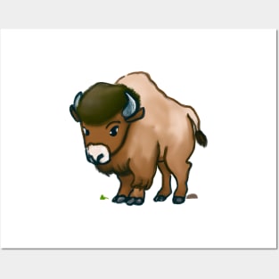 Cute Bison Drawing Posters and Art